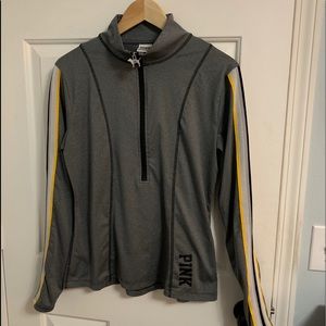 VS PINK gray half zip pullover, size L
